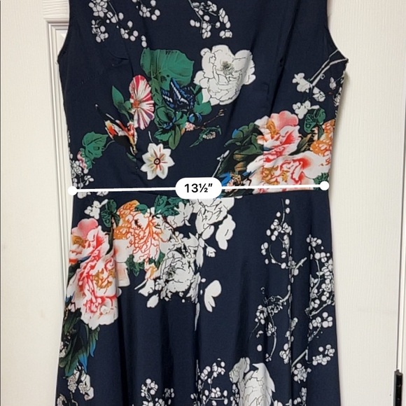 Flower navy blue midi dress - Picture 5 of 9